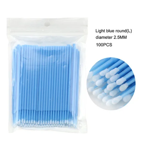 LightBlue 100 шт./пакет одноразовые MicroBrush ресницы человека Расширение ресницы снятия тампон микро-щётка для наращивание ресниц инструменты - Цвет: LightBlue