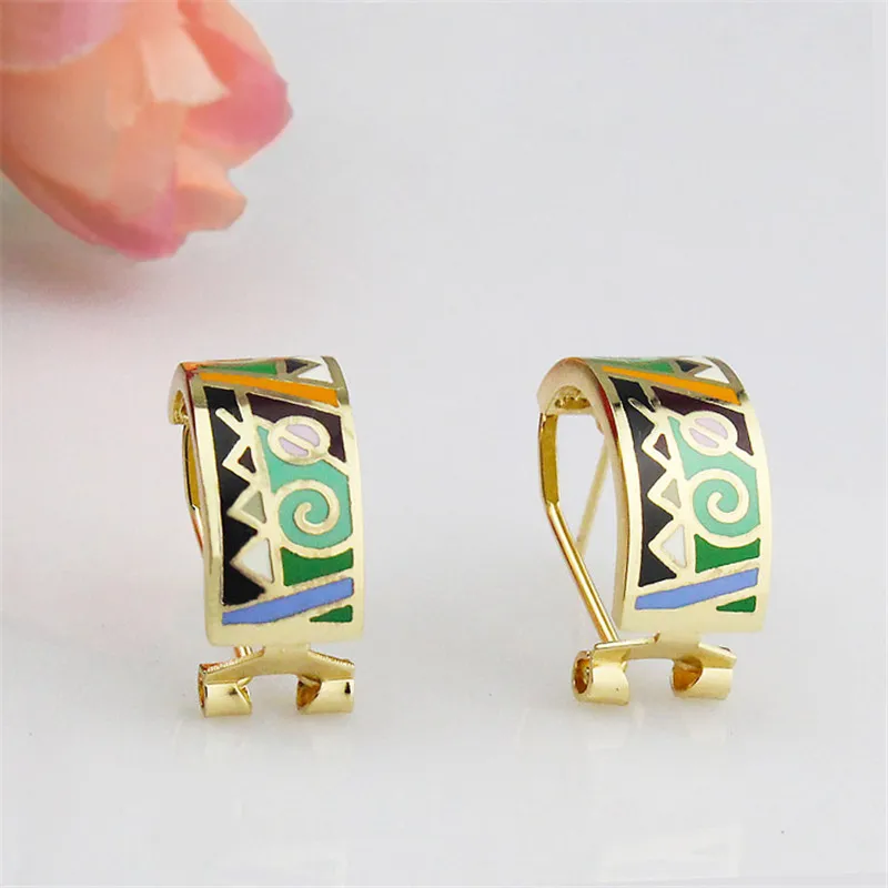 

Hot Selling European Colorful Foreign Lands Symbol Design Enamel Jewelry Earrings,1pair/pack