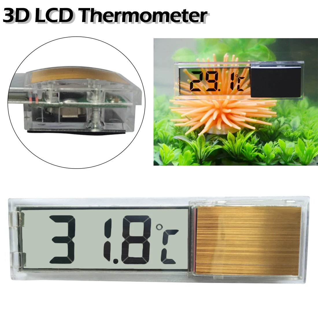 

-45C- 80C Aquarium Temperature Measurement Tools 3D Crystal LCD Digital Screen for Fish Tank Glass Water Temperature Meter