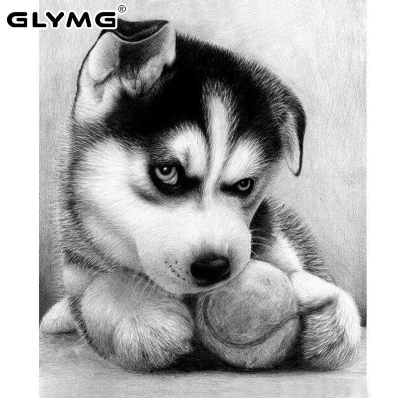 GLymg Diy Diamond Embroidery Husky Dog Diamond Painting Cross Stitch Animal Series Full Square Drill Mosaic Picture Home Decor