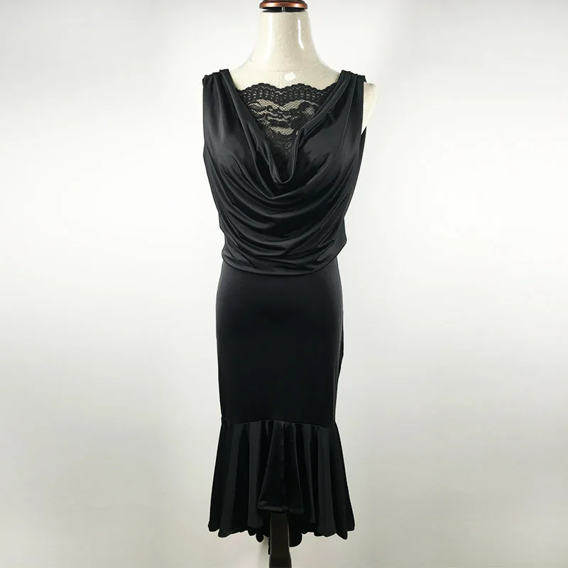 Стандартный пикантные черные сапоги Для женщин Бальные платье для танцев Женская Вальс Конкурс рукавов Кружева Одежда с прострочкой