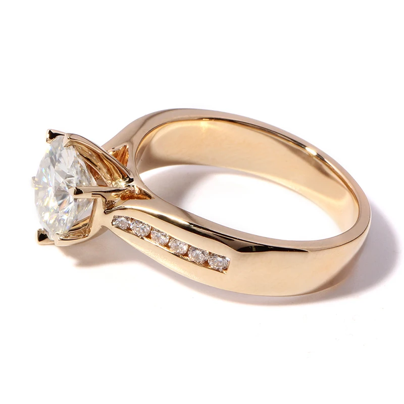 Transmems 2 карата Лаборатория Grown Муассанит алмаз обручальное кольцо с камнем Муассанит акценты Твердые 14 к желтое золото браслет для женщин