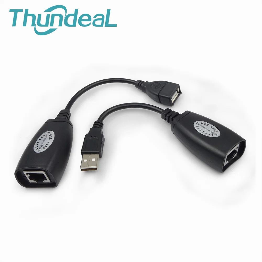 

1Set 2.0 USB Extension Extender Adapter Up To 45Meter 150ft Using CAT5/5E/6 Single Ethernet Cable USB TO RJ45 LAN Cable 1.1 USB