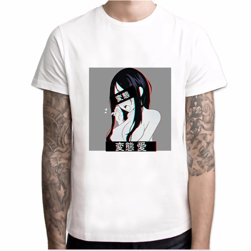 

T-Shirt Men Lewd Hentai Otaku 2019 Sexy Fashion Tees StreetWear Cool men's T Shirt white Short Sleeve tops hipster clothing