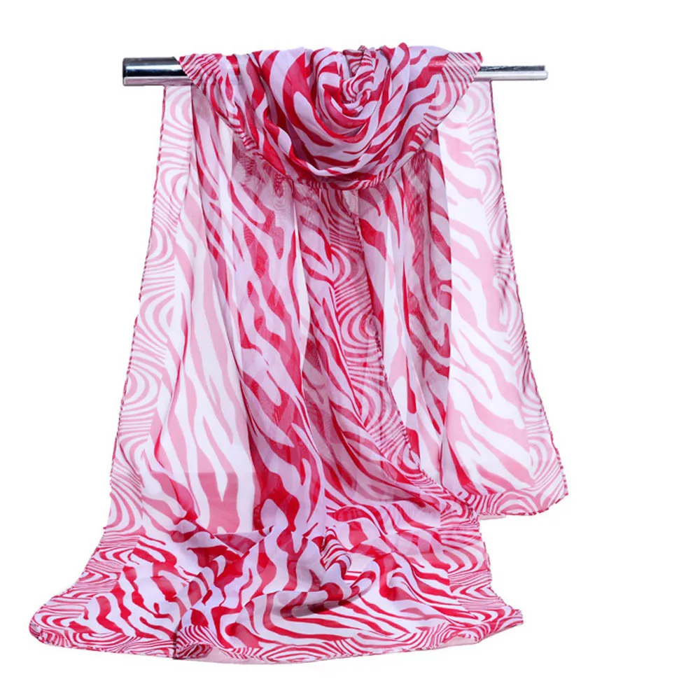 Модный женский шифоновый шарф в полоску с принтом зебры cachecol Flower платок-шаль wrap Hijab мягкий модный брендовый шарф