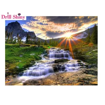 

Natural Landscape 5D DIY Diamond Embroidery Waterfall Diamond Painting Full Square Or Round Mosaic Pattern Rhinestone Kit