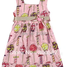 Новое Детское хлопковое платье с бантом для девочек; милое летнее Хлопковое платье-майка ярких цветов; цельнокроеное платье