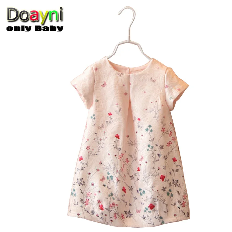 

Doayni Baby Girls Summer Dress European and American Style Children Clothing Pink Princess Flower Girl Short Sleeve Dresses
