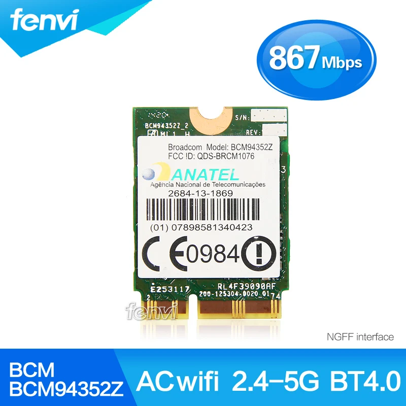 Broadcom BCM94352Z Wireless AC NGFF Dual band 802 11ac 867Mbps WIFI Bluetooth BT 4 0 Card
