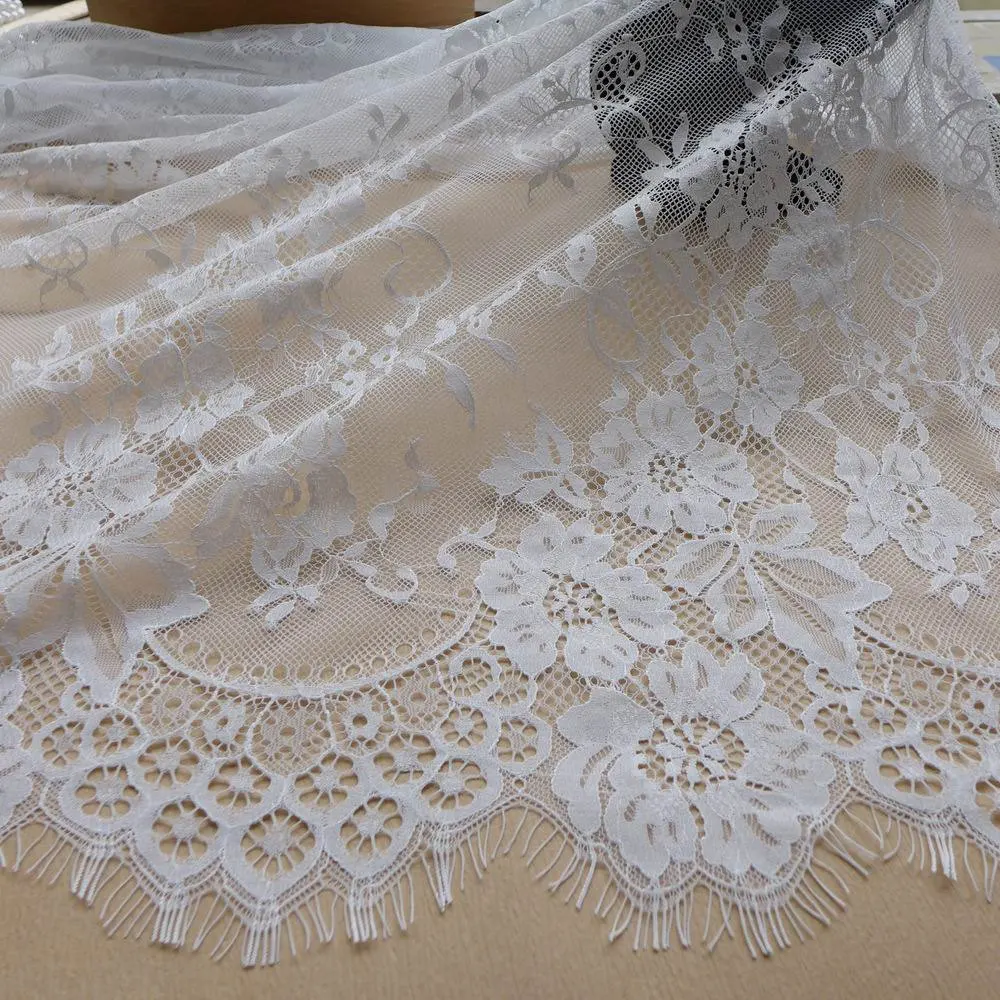 Lingerie 3 meters French Eyelash Lace Fabric Chantilly Lace Tulle for Wedding Dress,Bodice 59 inches Width