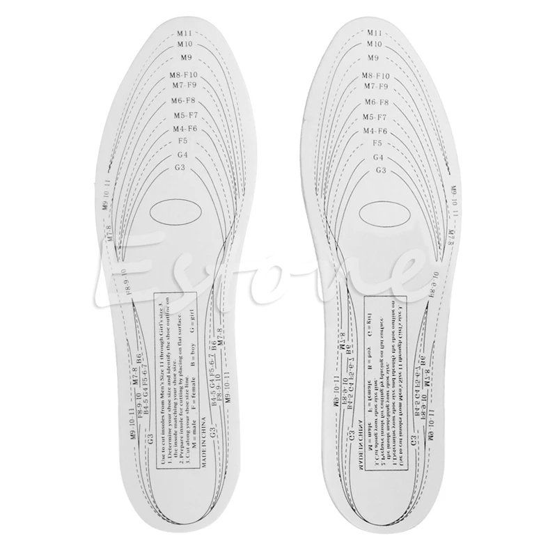 

New Fashion Memory Foam Shoe Insoles Unisex All Size Anti-Arthritis Shock-Absorbant White EVA Men Women Unisex