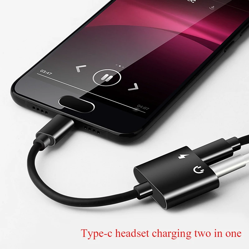 USB Type C to 3.5mm Earphone Adapter Charger USB-C Audio Cable Aux 3.5 Jack Headphone Adapter for Xiaomi Mi6