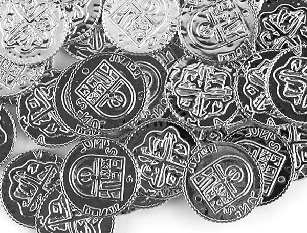 Крутой необычный пластиковый испанский пиратский сокровище 100 шт. серебряные