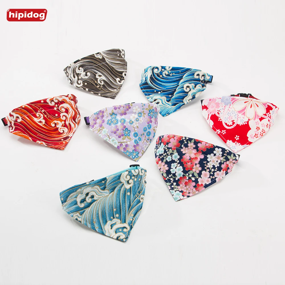 

Hipidog Pets Multi-color Japanese Design Printed Adjustable Collar Bibs Neckerchief Scarf Bandana for Small Middle Size Dog Cat