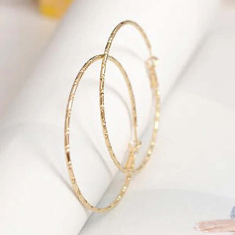 

Simple Golden Silver Big Circle Hoop Earrings for Women piercing Jewelry