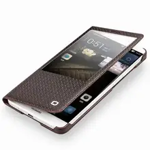 2016 Genuine Leather Cover for Huawei Ascend Mate 7 Smart Window View Flip Case with Auto. sleep wake function Magnetic Closed