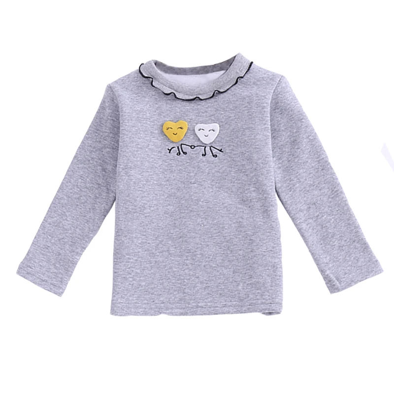

2018 Baby Girl T-Shirts Plus Velvet Winter Kids Clothes Top Warm Long Sleeve Children Girl T-Shirt Tops 1-6Y