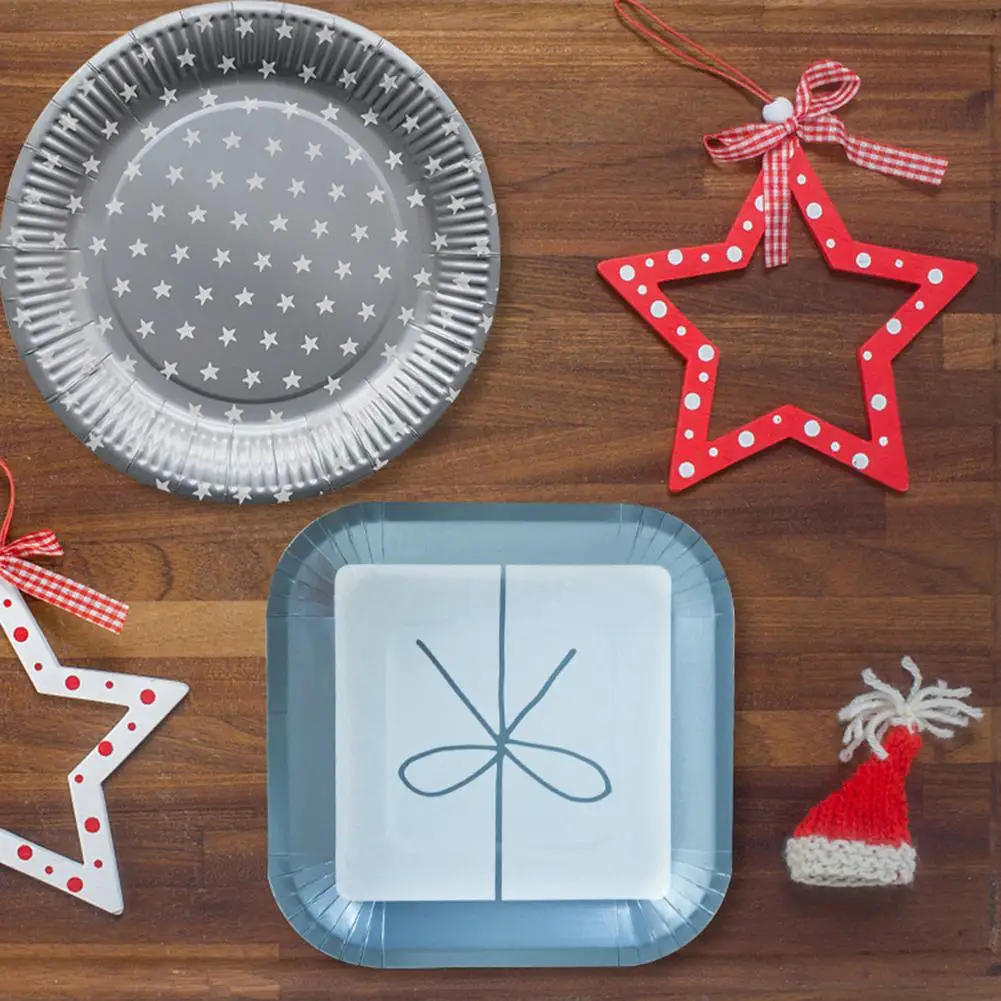 

10pcs/lot Christmas festival Party Decoration Supply Cartoon Disposable Plate Paper Birthday Cake Plate Dinner Plate For Adults
