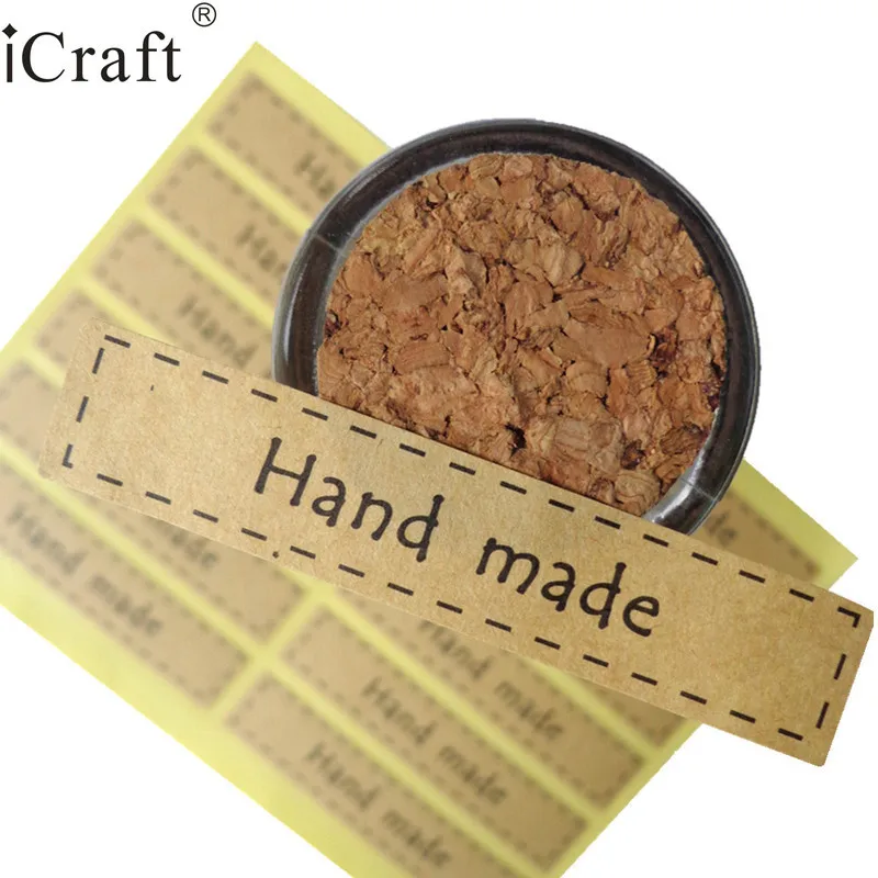 

1200pcs Hand Made Kraft Seal Sticker Rectangular Multi-purpos Paper Point Label Sticker (1200pcs)