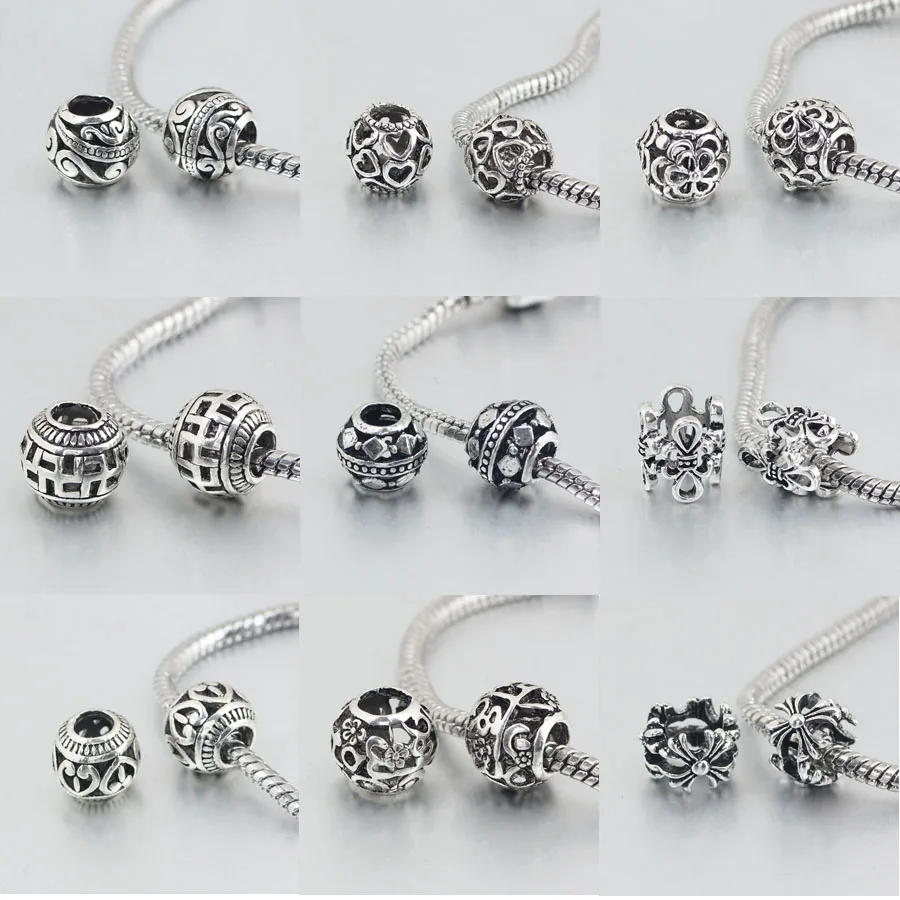 

free shipping 1pc silver openwork flower heart sapcer diy jewelry marking bead fit pandora european style bracelet necklace F028