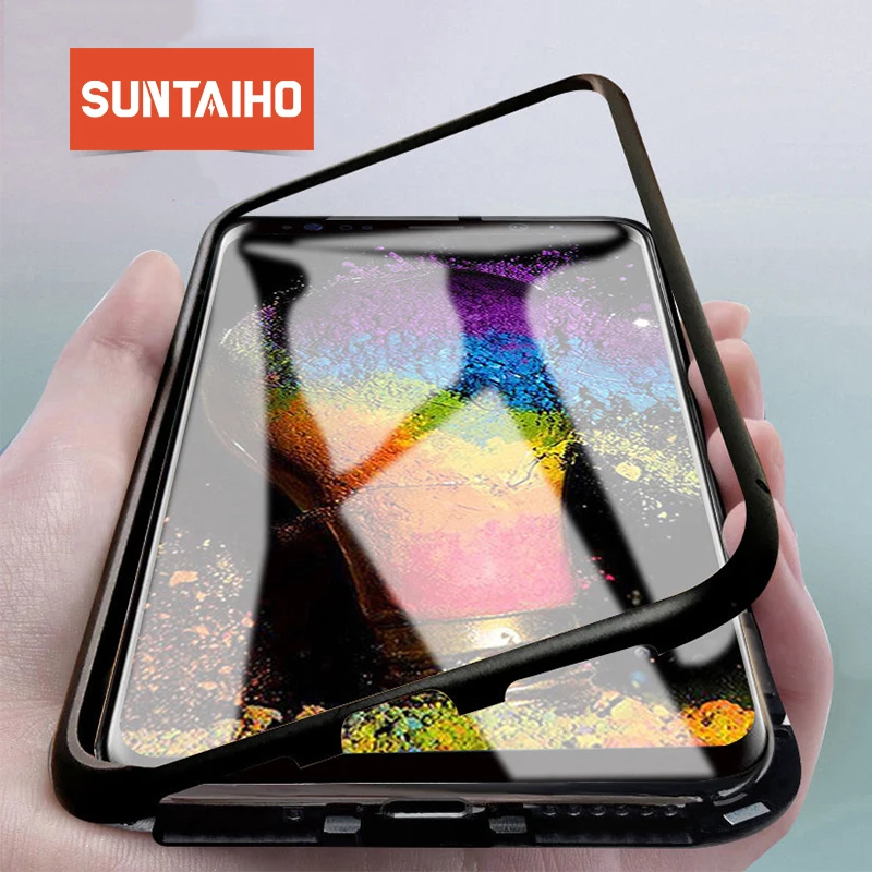 Suntaiho for Samsung S9 plus Magnetic Adsorption Flip Case for Galaxy S8 Note9 8 S7 S7 Edge Tempered Glass Back Cover Metal case Suntaiho for Samsung S9 plus Magnetic Adsorption Flip Case for Galaxy S8 Note9 8 S7 S7 Edge Tempered Glass Back Cover Metal case