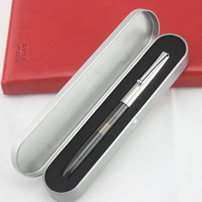 Перьевая ручка Jinhao с капюшоном Перо мм 0,38 мм серебро кепки прозрачный пластик ручки для письма школьные принадлежности 1 шт