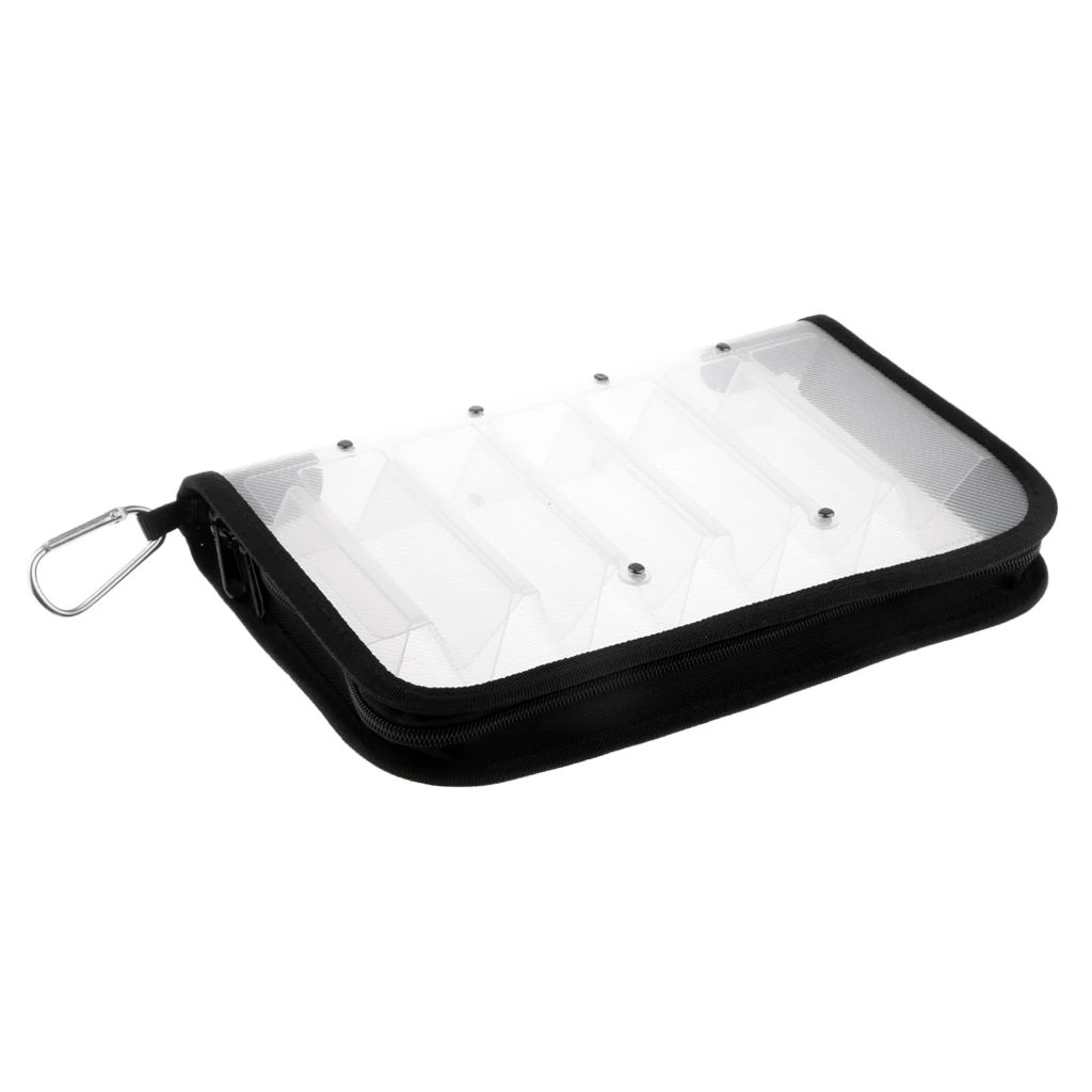 2pcs 12 Compartments Squid Jig Lure Zipped Bag Wallet Case Pouch Both Side Storage Tackle Bag Clear