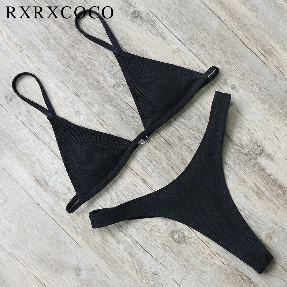 Комплект бикини RXRXCOCO соблазнительные однотонные купальники женское с пуш ап