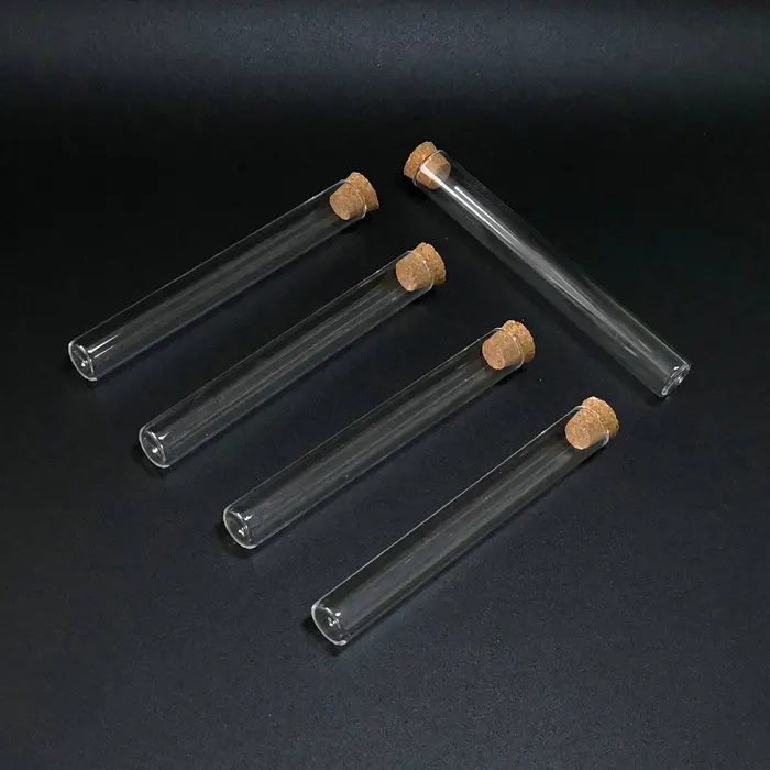 100pcs/lot 13x100mm Clear Transparent Glass Test Tube With Cork