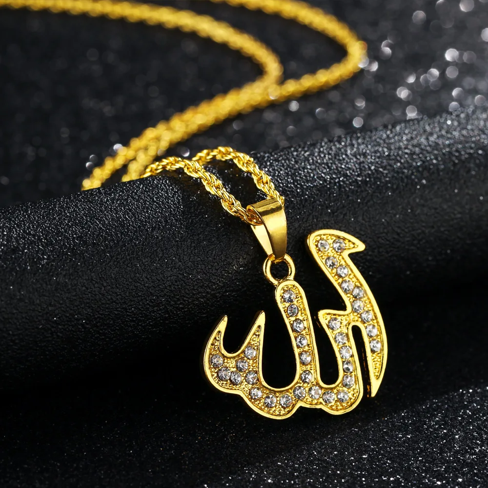 

Fashion Muslim Islamic Necklace Best Selling Crystal Long Chain Allah Necklaces for Women YP6763