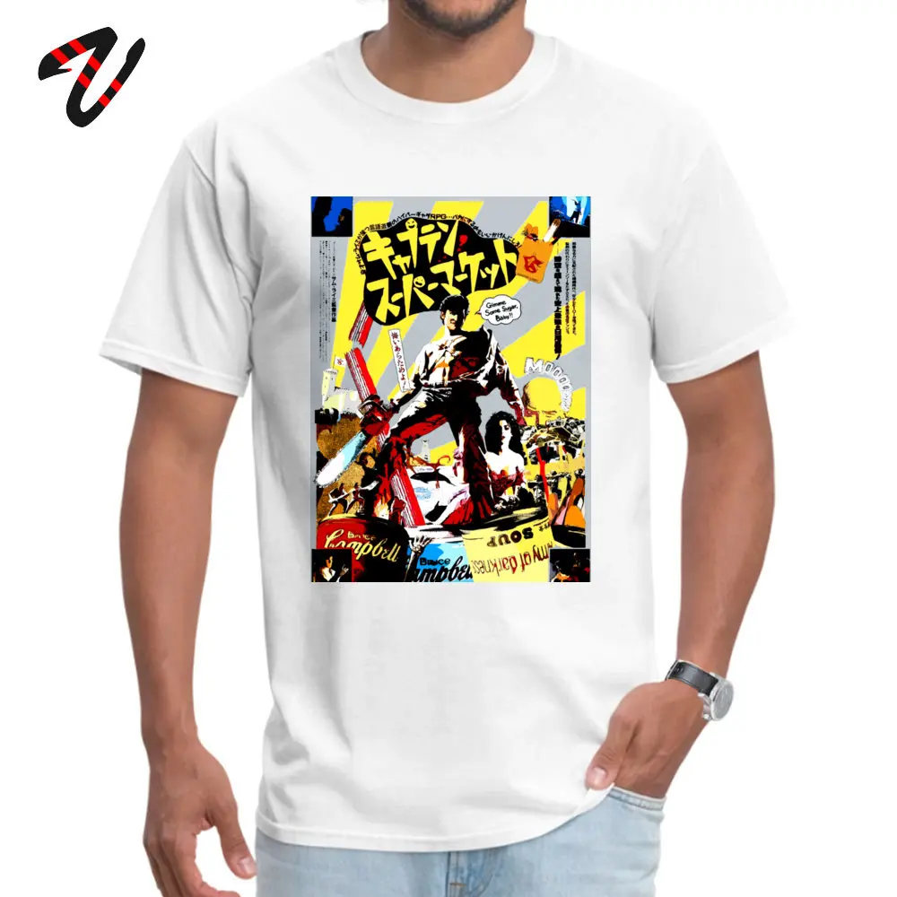 CamisaNormal Short Sleeve Tops Shirts Summer Fall Prevalent O-Neck 100% Cotton Fabric Clothing Shirt Men's T-Shirt Printing  Trapped in time. Surrounded by evil. Low on ga white