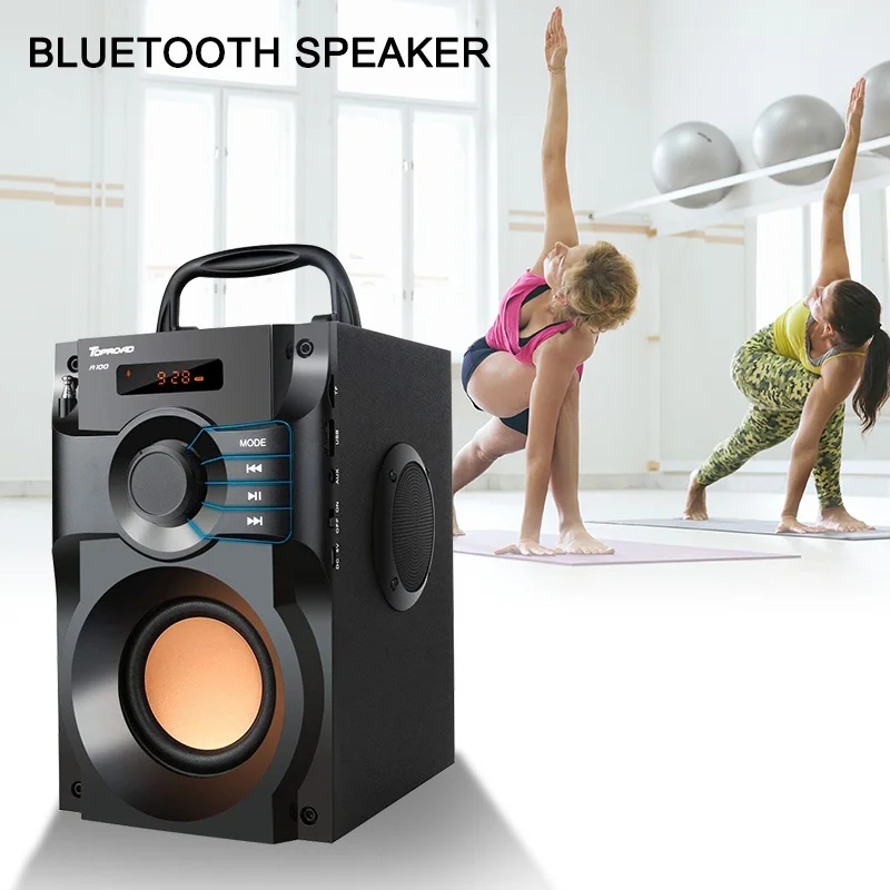 TOP Bluetooth Speaker 10W Subwoofer Heavy Bass Wireless Outdoor Speaker MP3 Player FM Radio TF Card for Party Phone Computer