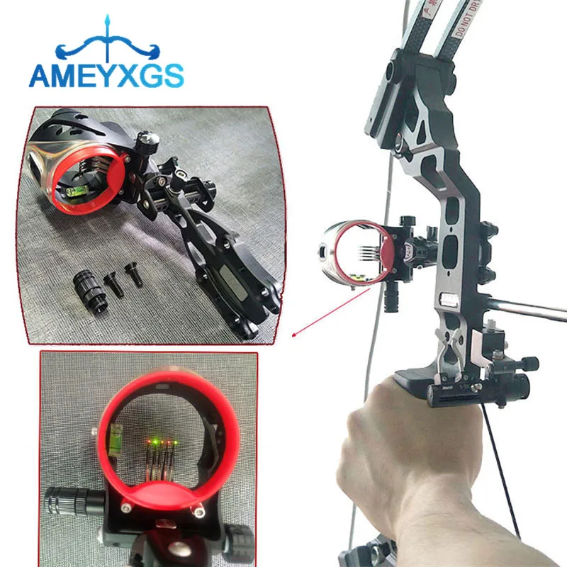 

1Pc Archery Compound Bow Sight 5 Pin 0.019" Optic Fiber Micro Adjustable Bow Sights For Outdoor Hunting Shooting Accessories