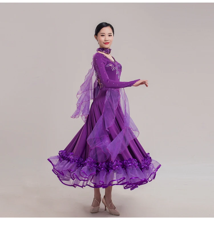 Новый горный хрусталь Современный платье для танцев национальный стандарт Танцы вальс бальных танцев конкуренции платья женские