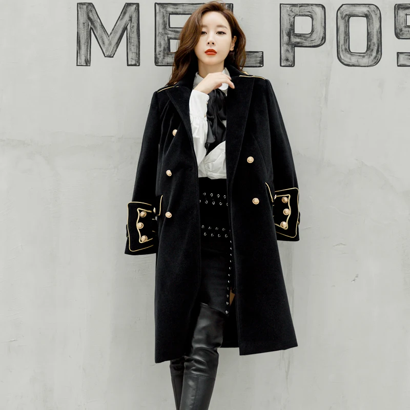 Double Breasted Militaire Leger Nertsen Wollen Jas Britse Stijl Designer Werk Business Blends Koreaanse Jas Uitloper Winter Vrouwen Jassen Double Breasted Militaire Leger Nertsen Wollen Jas Britse Stijl Designer Werk Business Blends Koreaanse Jas Uitloper Winter Vrouwen Jassen