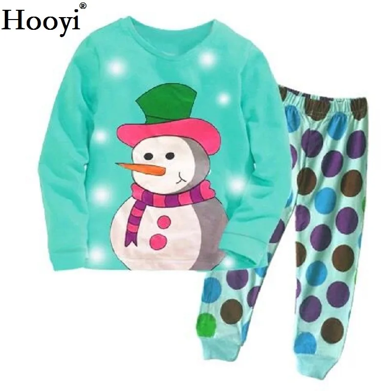 Hooyi/комплекты одежды для девочек пижамный комплект для малышей, детские пижамы Длинные костюмы ночная рубашка 2, 3, 4, 5, 6, 7 лет, футболки с вышивкой брюк - Цвет: 6