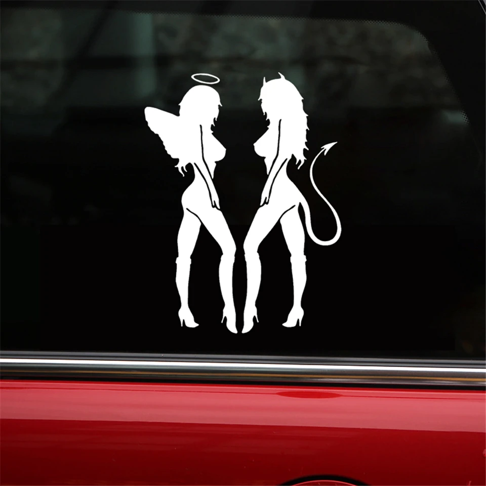 ANGEL DEVIL Sexy Girl fun Personality Car Sticker Decal Car Styling Fashion Car Decoration Waterproof Stickers funny 10 (3)