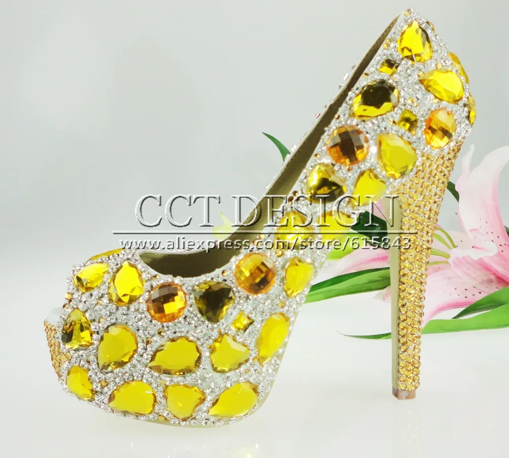 14cm Or 10cm 100 Handmade Customized Open Toe Platform Yellow