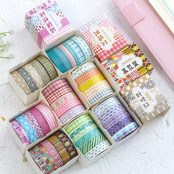 

5 Pcs/Box Checkered Stripes Washi Tape Masking Tape Decorative Diary Srapbook Planner Stickers Kawaii Stationery Papeleria