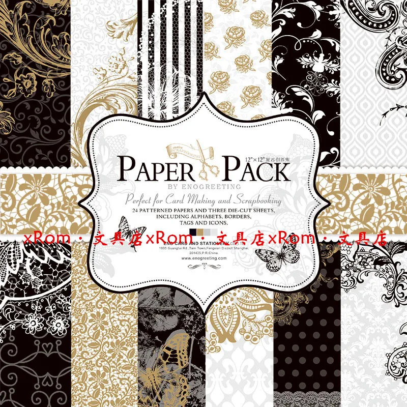

12inch 24sheets ENO Greeting Valentine Scrapbook Paper Pad VINTAGE Luxury Flowers Background Paper Craft Cardstock