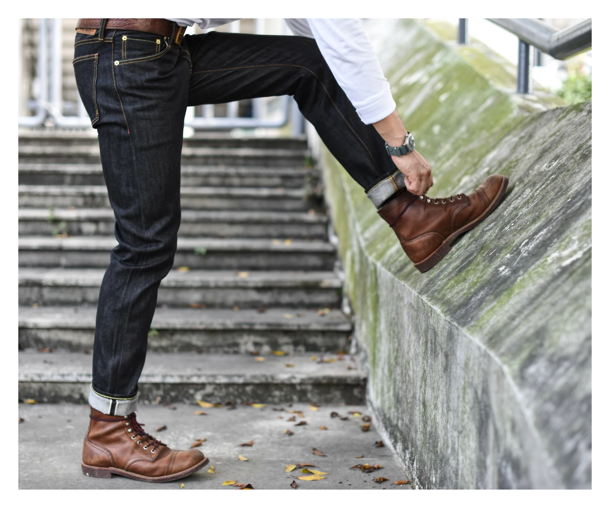 14.5oz Indigo Selvedge Jeans Mens Skinny Jeans Trousers