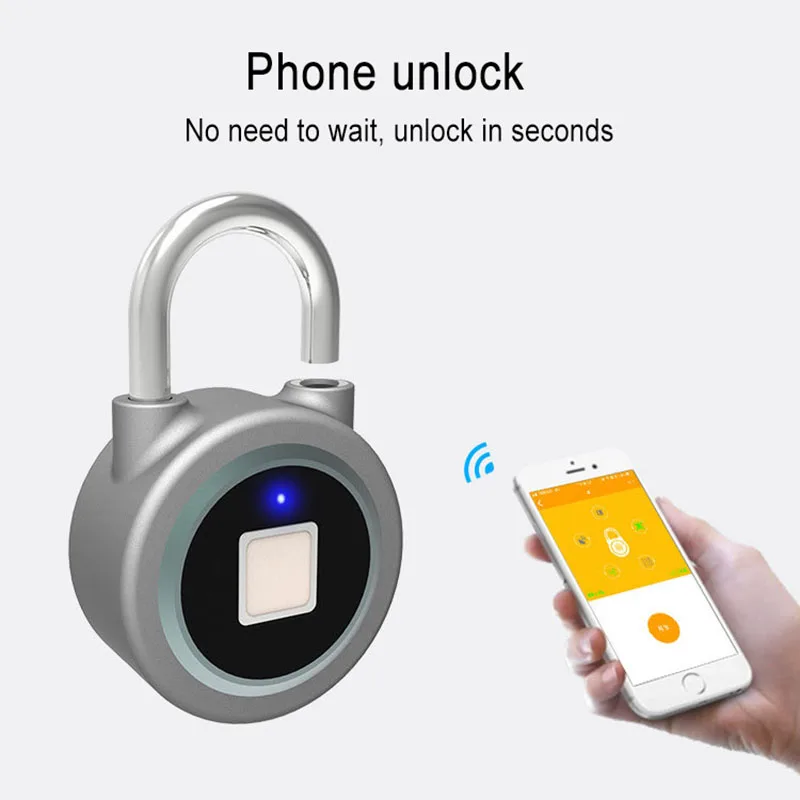

Fingerprint Recognition Bluetooth Lock APP Control Anti Theft Padlock for Gate Luggage Bicycle MJJ88