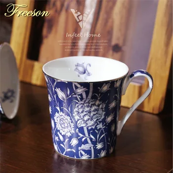 

Retro Bone China Mug With Spoon Nordic Painting Coffee Milk Tea Mug British Porcelain Water Cup Ceramic Tea Cup Cafe Drinkware