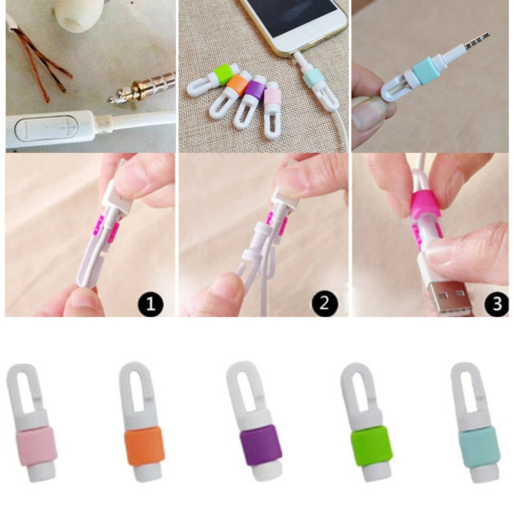 5pcs/lot For Headphone Cord Wires Protection Cable ClipsPhone Cable Charging Protector USB Cord Protecotor Cover for phones