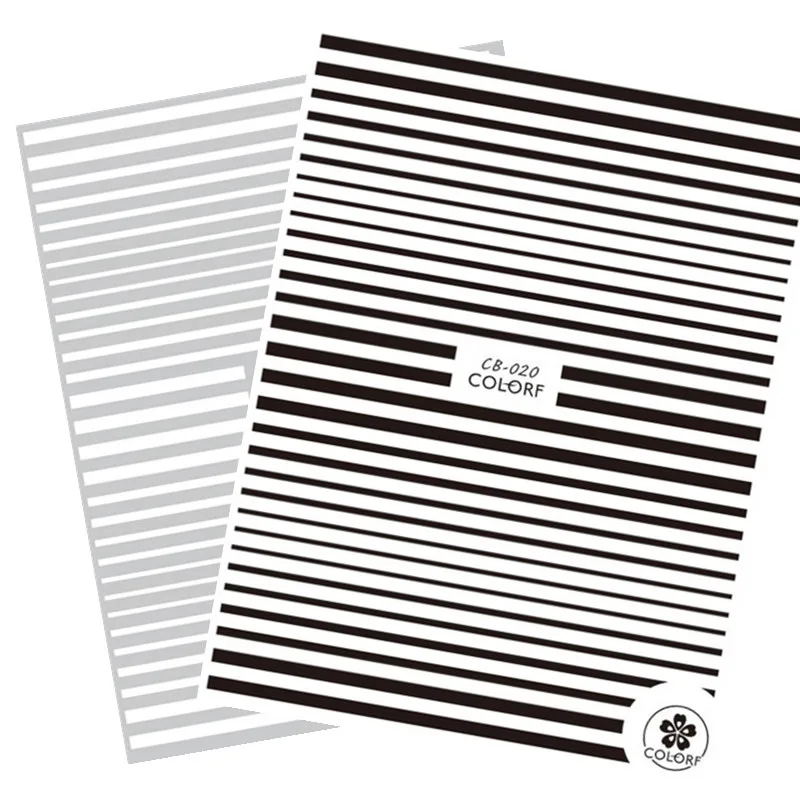 

CA series CB-20 WHITE BLACK LINE 3d nail art stickers decal template diy nail tool decorations