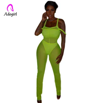 

Sexy 3 Piece Set Crop Top Thongs Off Shoulder Sheer Mesh Pants Night Club Outfits Fashion Cover Up Trousers Suit 2019 Summer