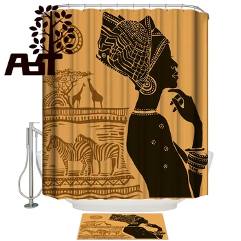 

Art Store African Women Shower Curtain Bath Sets With Rugs Bathroom Accessory Sets Waterproof Outdoor Modern Fabric Toilet Women