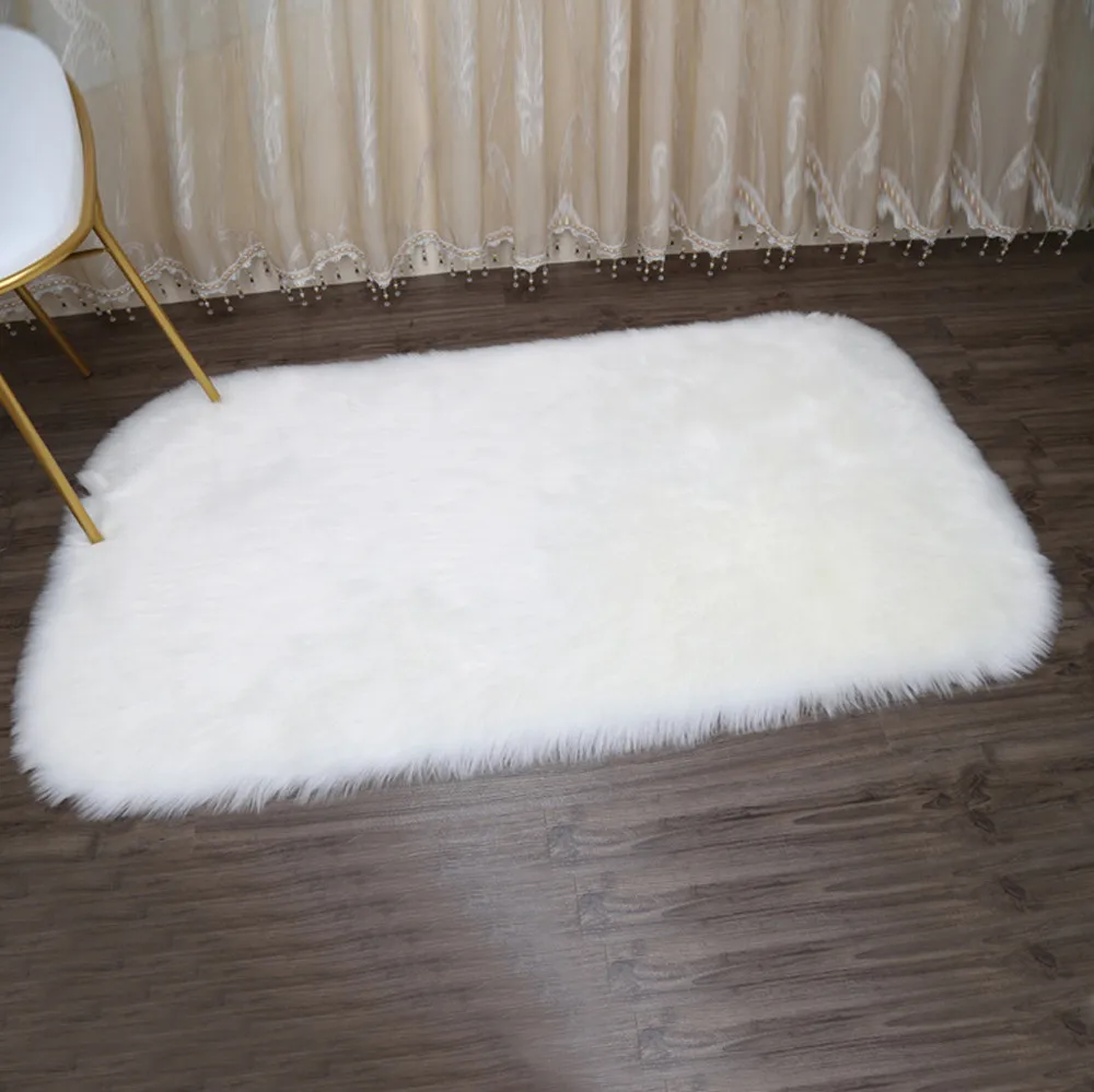 Christmas decorations for home Carpet Soft Rug Cover Sheepskin Wool Warm Hairy Carpet Seat Mats Rug for livingroom bedroom