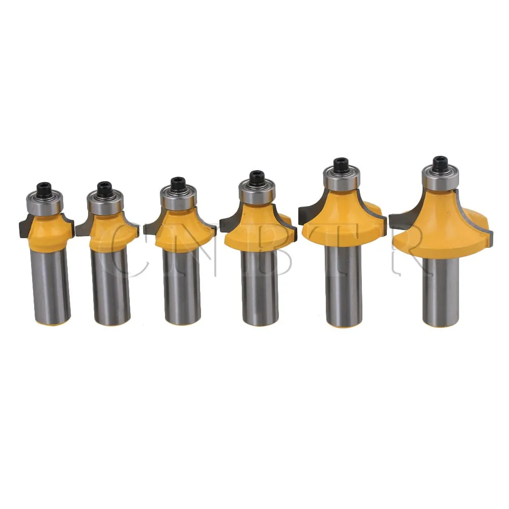 CNBTR 6PCS 1/2\" Shank 1/8\"/1/4\"/5/16\"/3/8\"/7/16\"/1/2\" Round Angle ...