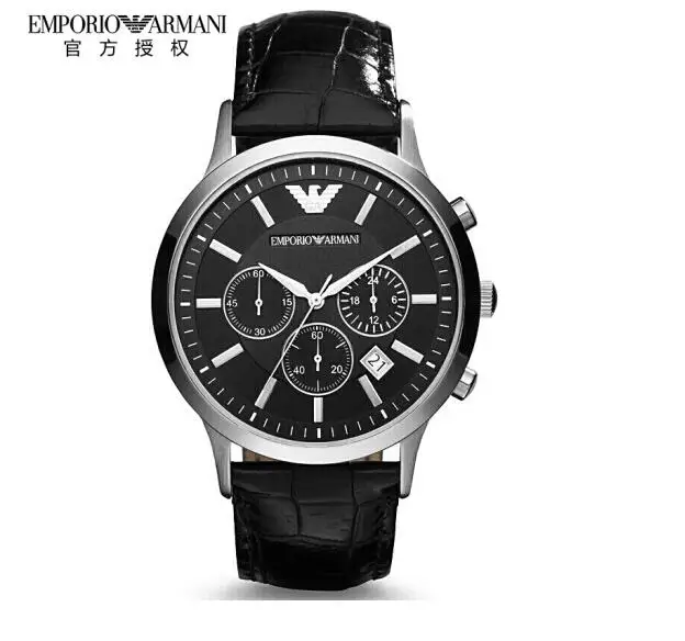

Armani watches men fashion casual men's watch multi-function business men's mechanical watch black belt black plate AR2447